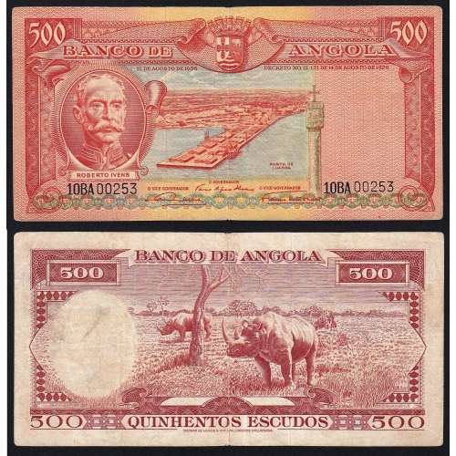 Nota de 500 Escudos 1956 Roberto Ivens , 500$00 15/08/1956 - Banco de Angola (Circulada)