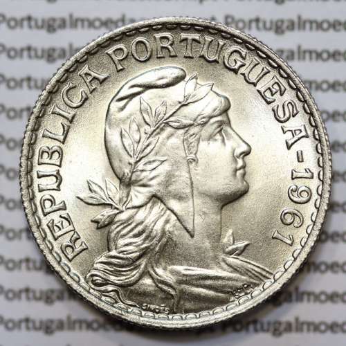 Portugal, coin of 1 Escudo 1961 Alpaca of the Portuguese Republic, (UNC), World Coins Portugal KM 578