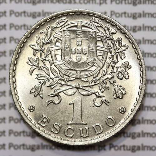 Portugal, coin of 1 Escudo 1964 Alpaca of the Portuguese Republic, (UNC), World Coins Portugal KM 578