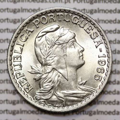 Portugal, coin of 1 Escudo 1965 Alpaca of the Portuguese Republic, (UNC), World Coins Portugal KM 578