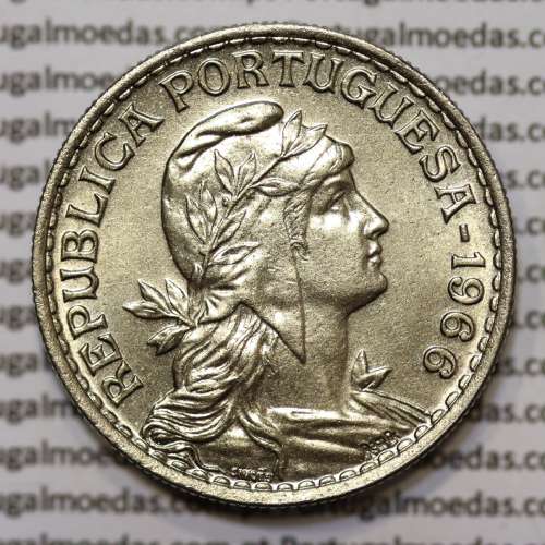 Moeda 1 Escudo 1966 em Alpaca (1$00 de 1966) SOBERBA