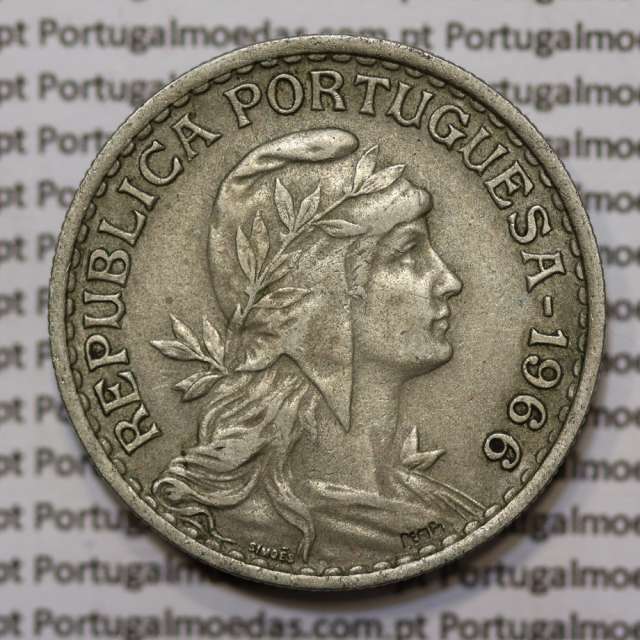 Moeda 1 Escudo 1966 em Alpaca (1$00 de 1966) MBC+