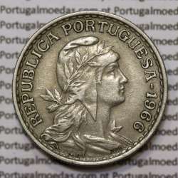 Moeda 1 Escudo 1966 em Alpaca (1$00 de 1966) MBC+