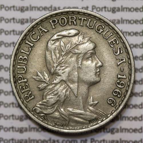 Moeda 1 Escudo 1966 em Alpaca (1$00 de 1966) MBC+