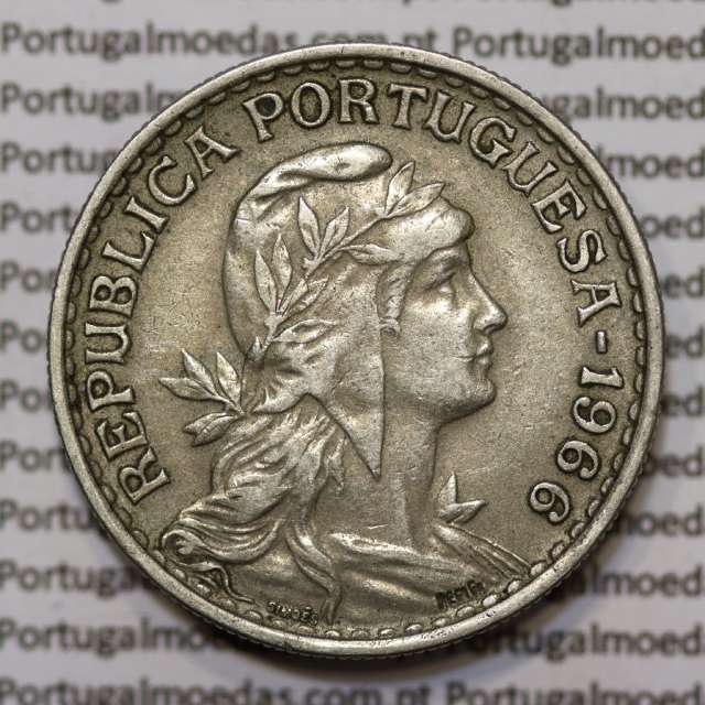 Moeda 1 Escudo 1966 em Alpaca (1$00 de 1966) MBC+
