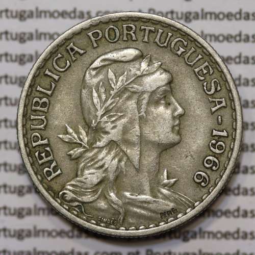 Moeda 1 Escudo 1966 em Alpaca (1$00 de 1966) MBC+