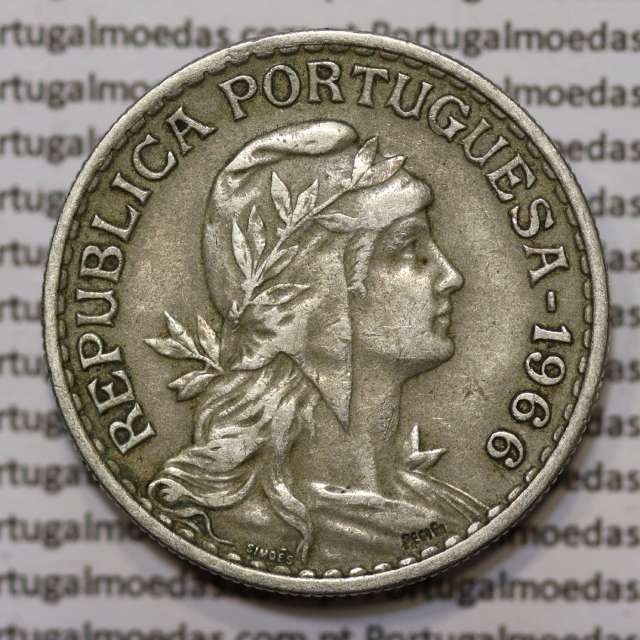 Moeda 1 Escudo 1966 em Alpaca (1$00 de 1966) MBC+