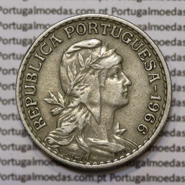 Moeda 1 Escudo 1966 em Alpaca (1$00 de 1966) MBC+
