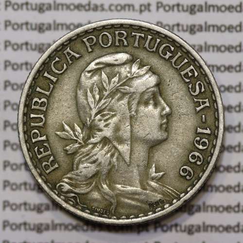 Moeda 1 Escudo 1966 em Alpaca (1$00 de 1966) MBC+