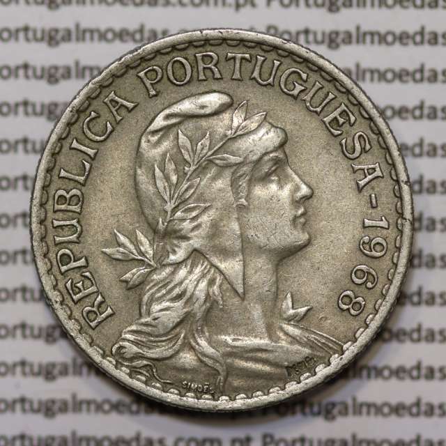 Moeda 1 Escudo 1968 em Alpaca (1$00 de 1968) MBC+