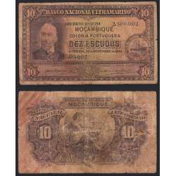 Nota Dez Escudos 1945 Antonio Ennes, 10 Escudos 29/11/1945 - Moçambique Pick 95 (Circulada)