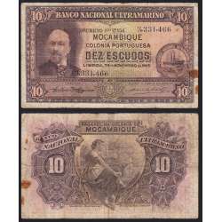 Nota Dez Escudos 1945 Antonio Ennes, 10 Escudos 29/11/1945 - Moçambique Pick 95 (Circulada)