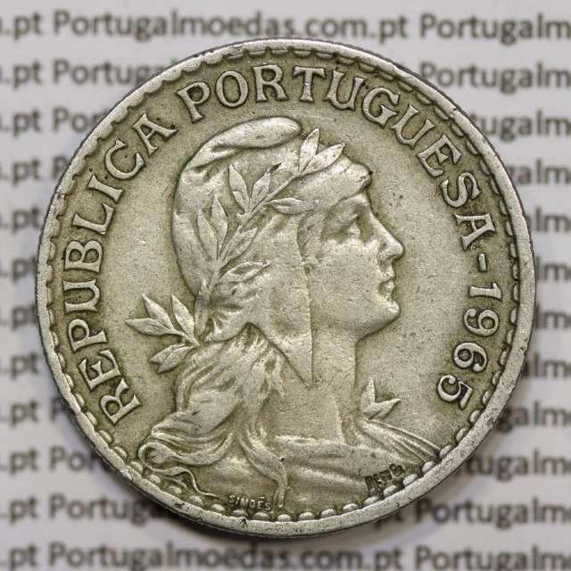 Moeda 1 Escudo 1965 em Alpaca (1$00 de 1965) MBC+
