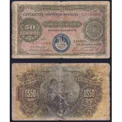 50 Centavos 1914, 5 de Novembro de 1914, Moçambique - Lourenço Marques, Banco Nacional Ultramarino, (Circulada), Pick.58