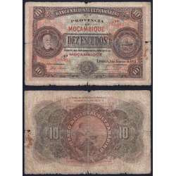 Moçambique, 10 Escudos 1921, 1 de janeiro 1921, Francisco de Oliveira Chamiço, Banco Nacional Ultramarino, (Circulada), Pick69