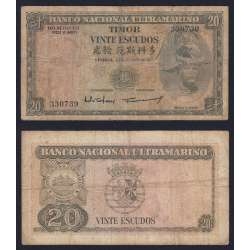 Timor, banknote of 20 Escudos 1967 Régulo D. Aleixo, 20 Escudos 24/10/1967, (F), World Paper Money Timor Pick 26