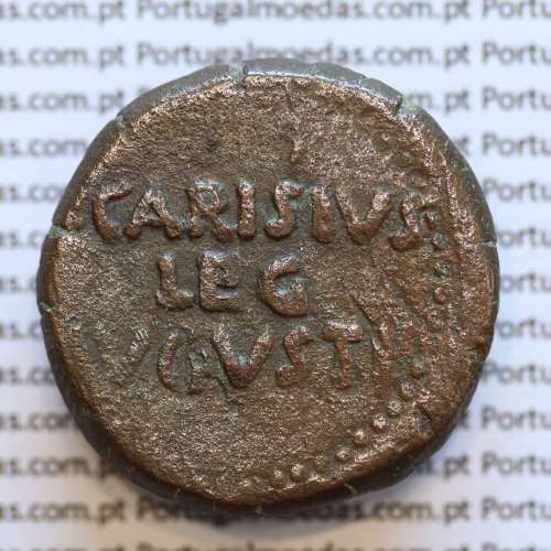 Augustus,  Asse de Emerita  Augusta 25 a 23 a.C., Legenda (CAESAR AVG - TRIB POTEST. / P CARISIVS LEG AVGVSTI)