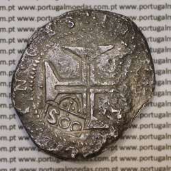 500 Réis coutermarked of D. Afonso VI, at silver coin Cruzado Évora of D. João IV, stamp "S00", World Coins Portugal KM 437.2