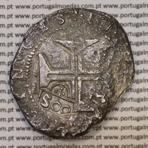 500 Réis coutermarked of D. Afonso VI, at silver coin Cruzado Évora of D. João IV, stamp "S00", World Coins Portugal KM 437.2