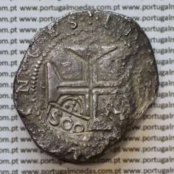 Carimbo de 500 Réis de D. Afonso VI sobre Cruzado Prata Évora de D. João IV, carimbo "S00" (variante muito escassa sobre Évora) Carimbo de 500 Réis de D. Afonso VI sobre Cruzado Prata Évora de D. João IV, carimbo "S00" (variante muito escassa sobre Évora)