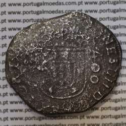 500 Réis coutermarked of D. Afonso VI, at silver coin Cruzado Évora of D. João IV, stamp "S00", World Coins Portugal KM 437.2