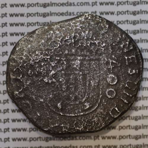 500 Réis coutermarked of D. Afonso VI, at silver coin Cruzado Évora of D. João IV, stamp "S00", World Coins Portugal KM 437.2