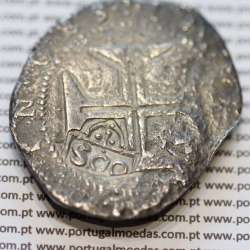 Carimbo de 500 Réis de D. Afonso VI sobre Cruzado Prata Évora de D. João IV, carimbo "S00" (variante muito escassa sobre Évora) Carimbo de 500 Réis de D. Afonso VI sobre Cruzado Prata Évora de D. João IV, carimbo "S00" (variante muito escassa sobre Évora)