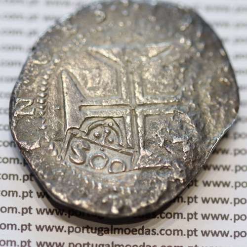 500 Réis coutermarked of D. Afonso VI, at silver coin Cruzado Évora of D. João IV, stamp "S00", World Coins Portugal KM 437.2