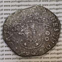 500 Réis coutermarked of D. Afonso VI, at silver coin Cruzado Évora of D. João IV, stamp "S00", World Coins Portugal KM 437.2