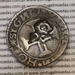 Carimbo 200 Réis de D. Afonso VI 1656-1667 sobre tostão Prata lisboa de D. João III 1521-1557, Brasil " World Coins Brasil KM32