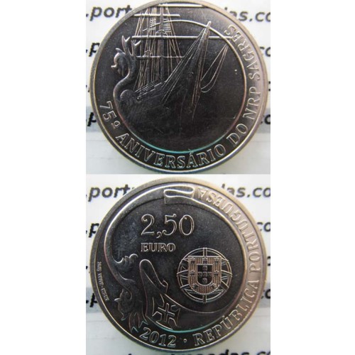 2,50 EUROS CUPRO-NÍQUEL 2012 "NAVIO-ESCOLA SAGRES " (BELA/SOB)