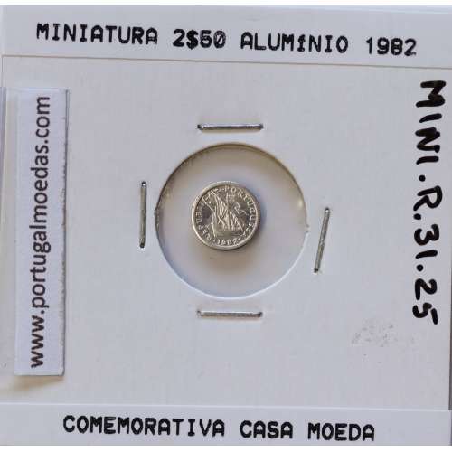 Miniatura de moeda de 2$50 1982 em alumínio, emissão da Casa da Moeda para promoção de eventos