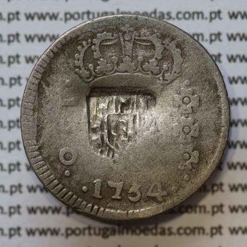 150 Réis 1754 prata Série J, D. José I (Brasil), Carimbo escudete de D. João Príncipe Regente, legenda, "ATAN NGIS"