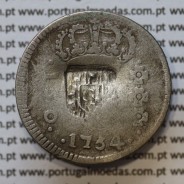 150 Réis 1754 prata Série J, D. José I (Brasil), Carimbo escudete de D. João Príncipe Regente, legenda, "ATAN NGIS"