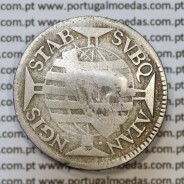 "ATAN NGIS" Carimbo escudete de D. João Príncipe Regente, sobre 150 Réis 1754 Prata D. José I (Brasil) Série J, "R"."ATAN NGIS"