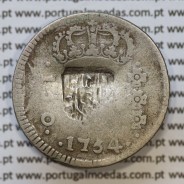 "ATAN NGIS" Carimbo escudete de D. João Príncipe Regente, sobre 150 Réis 1754 Prata D. José I (Brasil) Série J, "R"."ATAN NGIS"