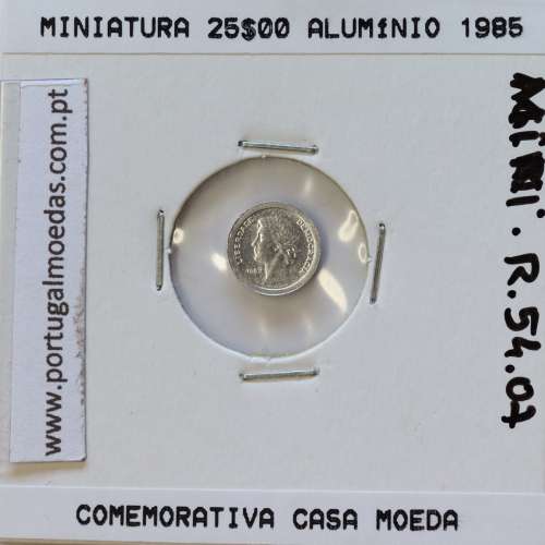 Miniatura de moeda de 25$00 1985 em alumínio, emissão da Casa da Moeda para promoção de eventos