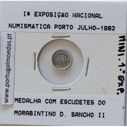 Miniatura de moeda de 1ª Exposição nacional numismática Porto Julho 1982 em alumínio
