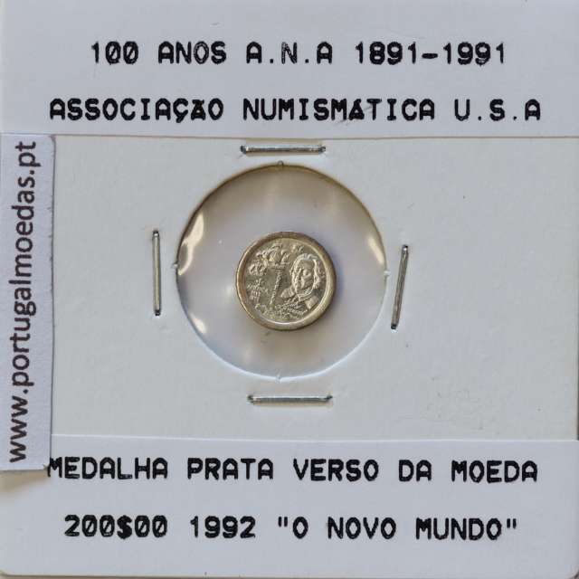 Miniatura de moeda de 100 Anos A.N.A 1891-1991 em alumínio
