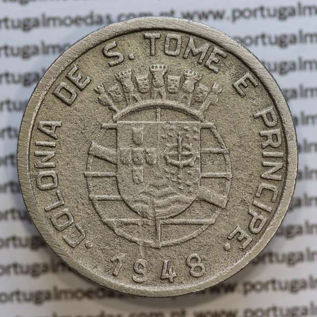1 Escudo 1948 alpaca de São Tomé e Príncipe, 1$00 alpaca 1948 S. Tomé e Príncipe - World Coins Saint Thomas e Prince KM 9