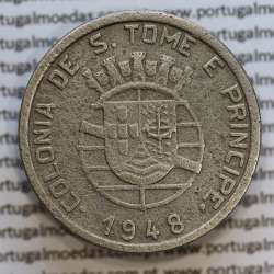 1 Escudo 1948 alpaca de São Tomé e Príncipe, 1$00 alpaca 1948 S. Tomé e Príncipe - World Coins Saint Thomas e Prince KM 9