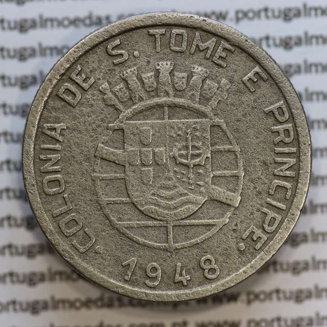 1 Escudo 1948 alpaca de São Tomé e Príncipe, 1$00 alpaca 1948 S. Tomé e Príncipe - World Coins Saint Thomas e Prince KM 9