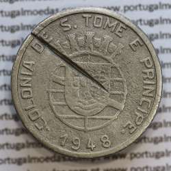 São Tomé and Príncipe, Nickel brass coin of 1 Escudo 1948, former Portuguese colony, World Coins Saint Thomas & Prince KM9