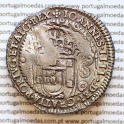 Portugal silver coin with Orla Nova die of King Pedro II, over a Half Cruzado João IV +IOANNES.IIII.DEI.GRATIA.PORTVG.ET.ALG.REX