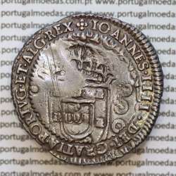 Portugal silver coin with Orla Nova die of King Pedro II, over a Half Cruzado João IV +IOANNES.IIII.DEI.GRATIA.PORTVG.ET.ALG.REX