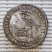 Portugal silver coin with Orla Nova die of King Pedro II, over a Half Cruzado João IV +IOANNES.IIII.DEI.GRATIA.PORTVG.ET.ALG.REX