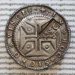 Portugal silver coin with Orla Nova die of King Pedro II, over a Half Cruzado João IV +IOANNES.IIII.DEI.GRATIA.PORTVG.ET.ALG.REX