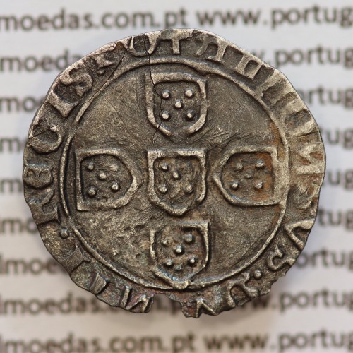 Moeda Chinfrão prata de D. Afonso V 1438-1481, "L" Lisboa, legenda não catalogada no A. Gomes,