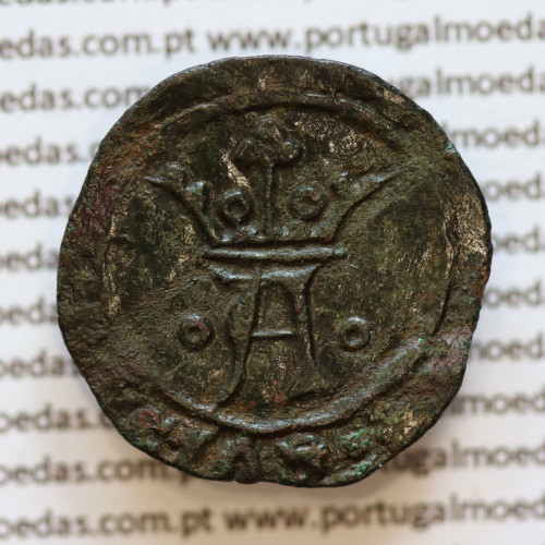 Cotrim bolhão de D. Afonso V (1438–1481), sem letra monetária, variante atípica, correspondente a exemplar publicado em revista.