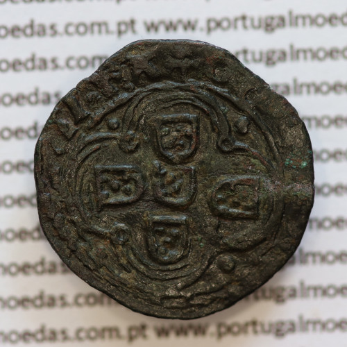 Cotrim bolhão de D. Afonso V (1438–1481), sem letra monetária, variante atípica, correspondente a exemplar publicado em revista.